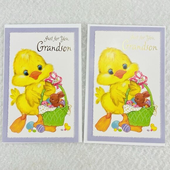 Easter Greeting Cards Grandson LOT 10 Assorted Duckling Frog W/Envelopes New - Picture 2 of 11